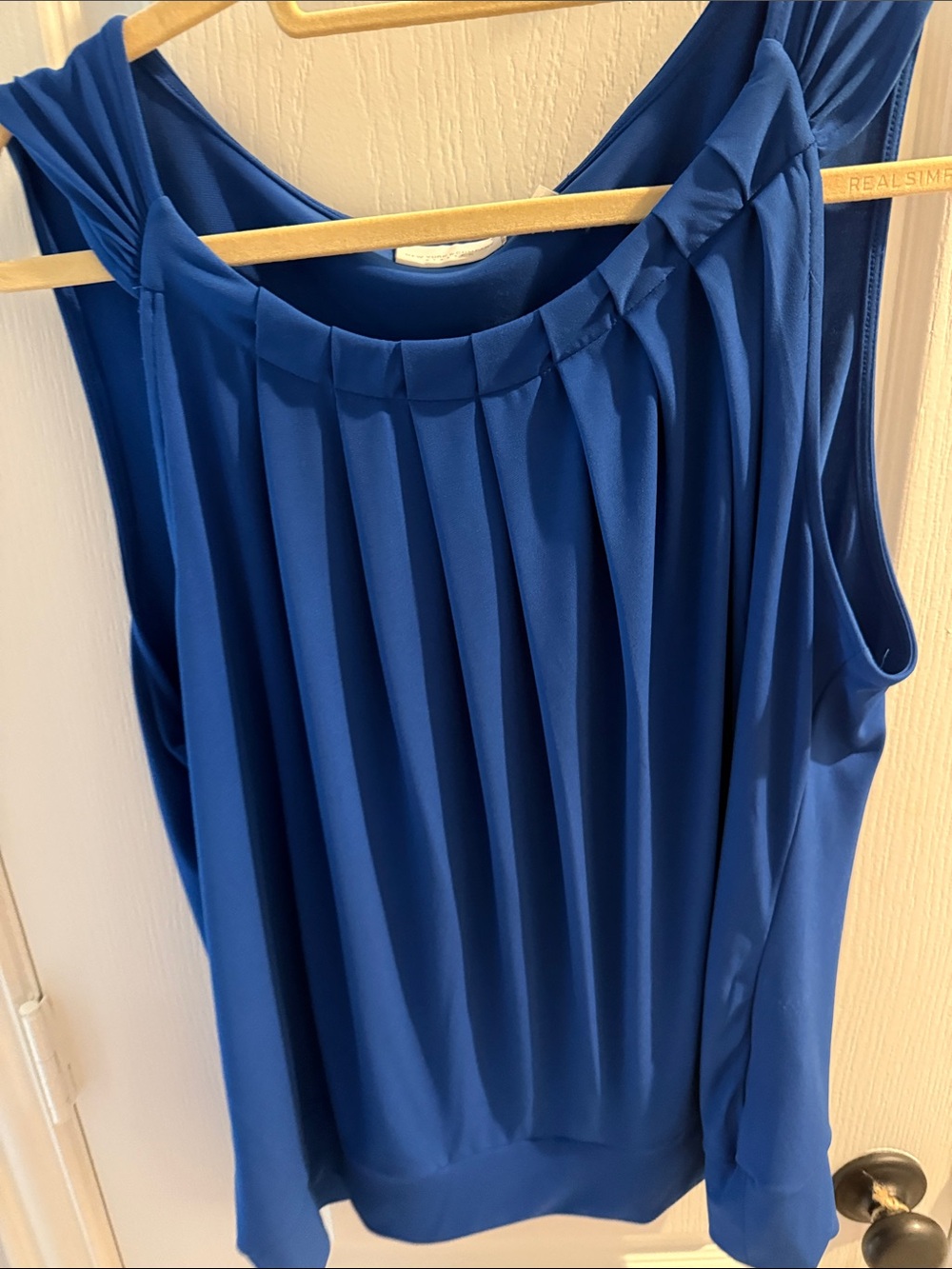 New York & Company Pleated Sleeveless Top - Royal Blue